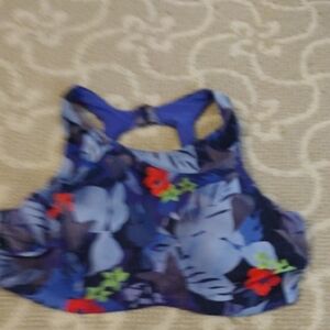 Athleta Blue and Red Patterned Sports Bra